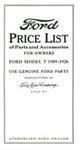 Model T Parts and Accessory List. - T24