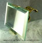 7854B - Rear view mirror for top of windshield, solid brass, open cars. Clamps on top of windshield frame.