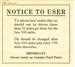 Ford orig. windshield sticker, "Notice to user..."