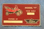 Model T 8650OP - Owners plate