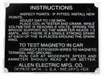 Model T MT-INPL - Instruction plate, Allen crank coil tester