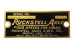 Model T Ruckstell axle data plate - 1865R