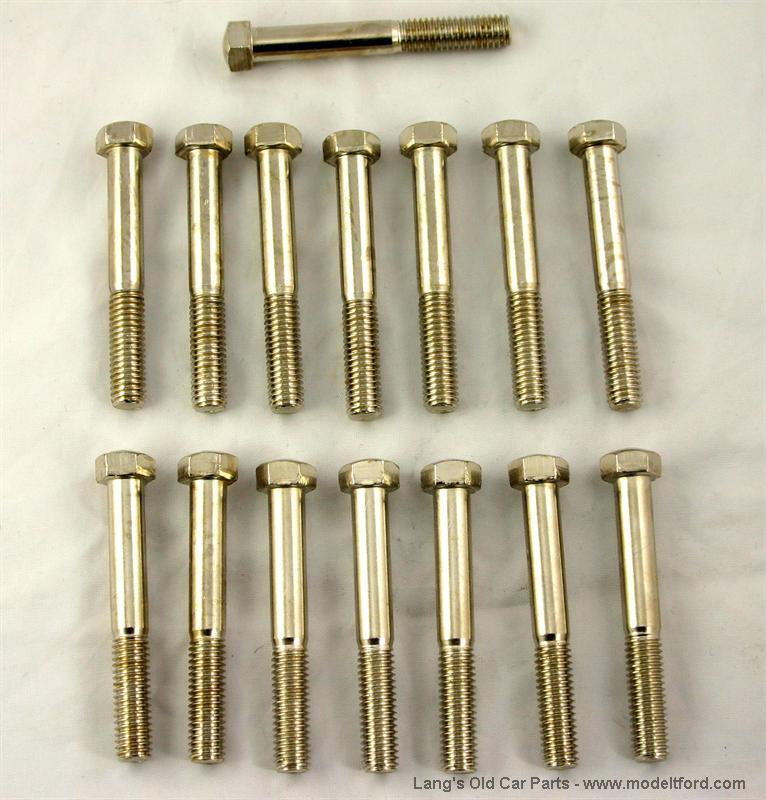 Model T Nickel plated cylinder head bolt set, domed head, 3003CS