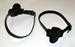 Model T Top bow hold-down straps and saddle pads, black leather, brass buckles