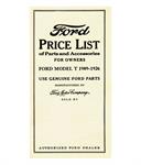 Model T Parts and Accessory List. - T24