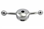 Model T Dog bone cap, chrome, ROUND center cap, drilled for Moto-Meter - 3926CDB