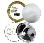 Model T Headlight Rebuilding Kit, BRASS Rim with Flat Glass Lens - 6500KITBR