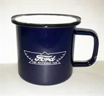 Model T Ford Blue Coffee Mug with Ford Wing Emblem, metal, non-breakable - A-MUG